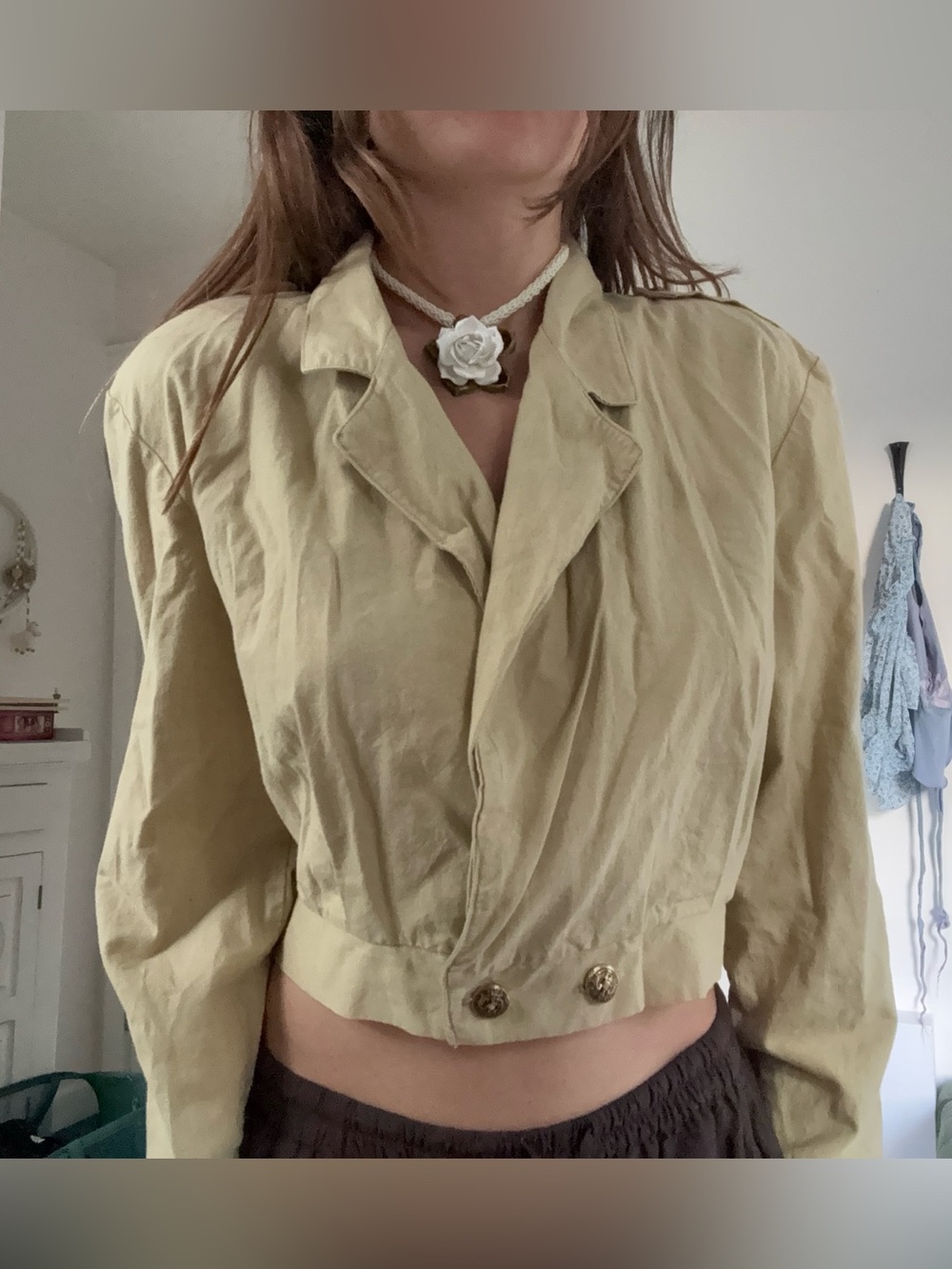 Vintage mainframe cropped utility safari jacket beige olive cotton military S